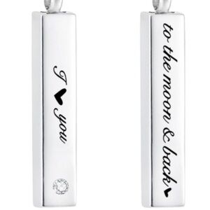 Memorial Cremation Urn ‘I Love You To the Moon & Back’ Rectangle Necklace